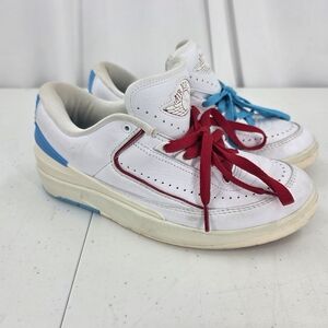 Jordan Retro 2 Low UNC To‎ CHICAGO Size 8 White Powder Blue Gym Red DX4401-164.